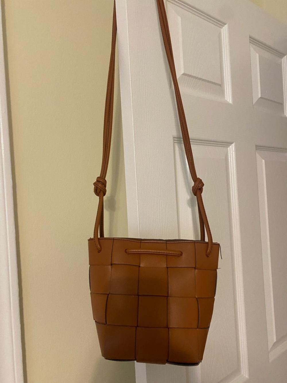 a.n.a Tan Woven Crossbody Bag